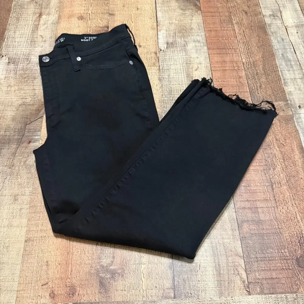 J. Crew Wmns Black Denim Billie Demi Boot Crop Jeans Sz 30 Stretch Closet Staple